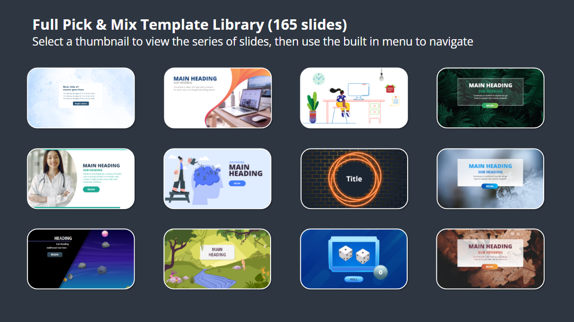 Full 160 Slide Template Library main screen